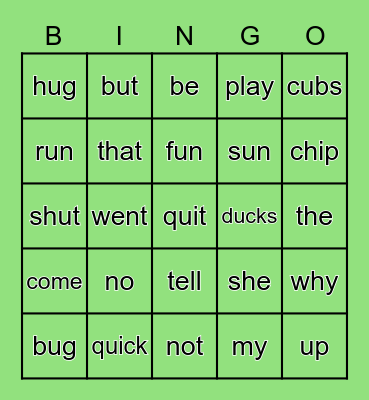 Letterland Bingo Card