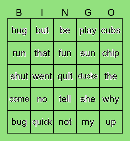 Letterland Bingo Card