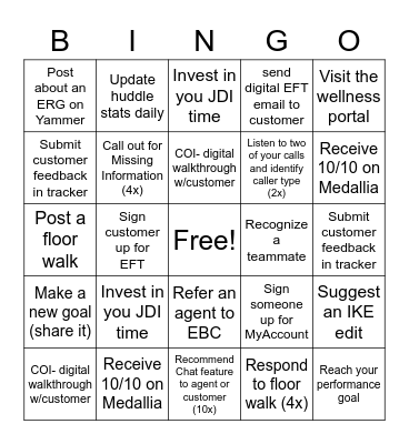 CSR Bingo Card