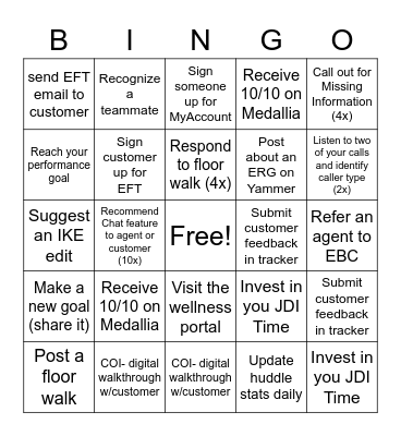 CSR Bingo Card