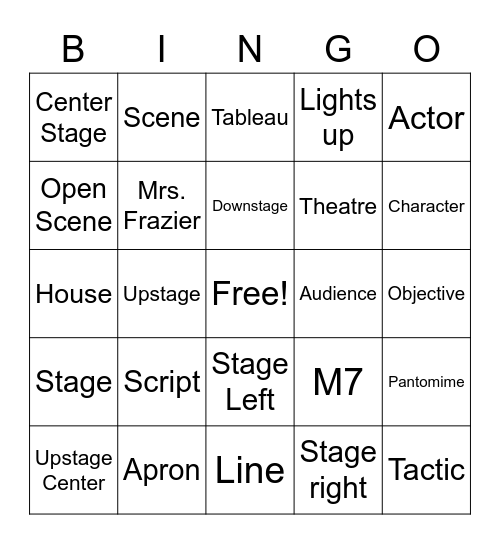 Theatre Terms 1 Bingo Card