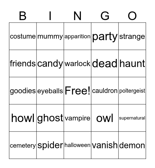 SPOOKY BINGO Card