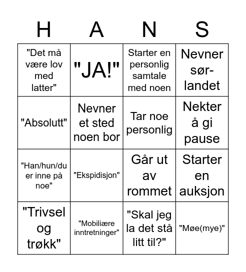 Hans Gunnar Bingo Card