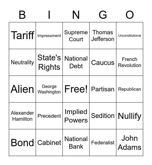 Chapter 8 Bingo Card