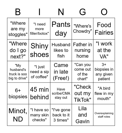 Farah Bingo Card