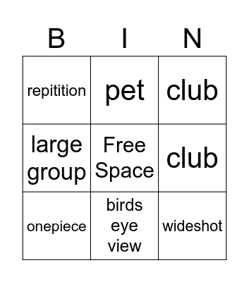 fun bingo Card