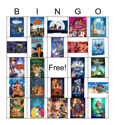 DISNEY MOVIES Bingo Card