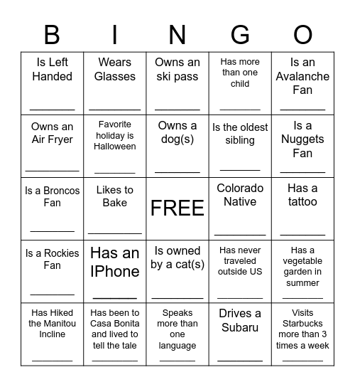 Getting to know your Coworkers Bingo! Get a signature for each block for a BINGO! A person can only sign once for a block! Bingo Card