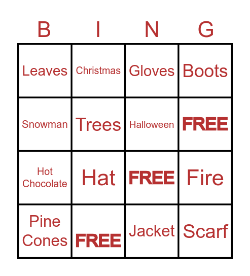 Media Center Fall-Winter BINGO Card