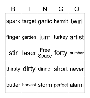 BINGO r-controlled Bingo Card