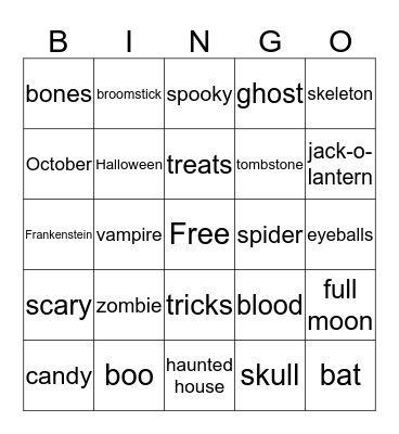 Halloween Bingo Card