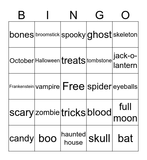 Halloween Bingo Card