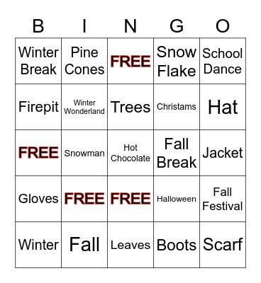 Media Center Fall/Winter BINGO Card