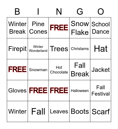 Media Center Fall/Winter BINGO Card