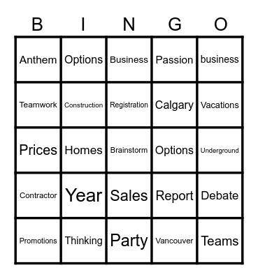 Audible Words Bingo Card