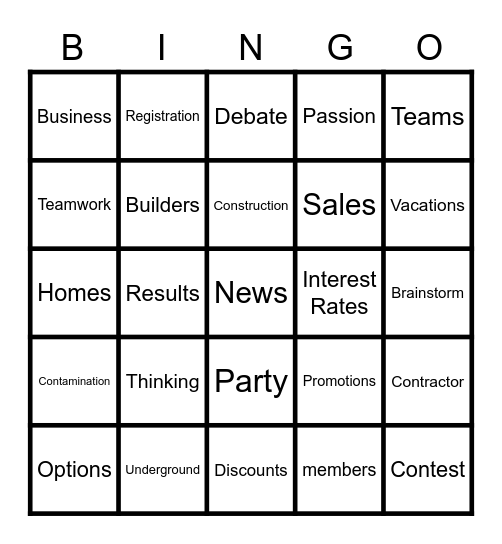 Staff Meeting Bingo Card