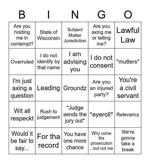 SovCit Bingo Card