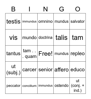 Kraken 3, Lesson 5 Bingo Card