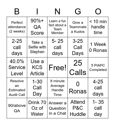 PIA Service Bingo Card