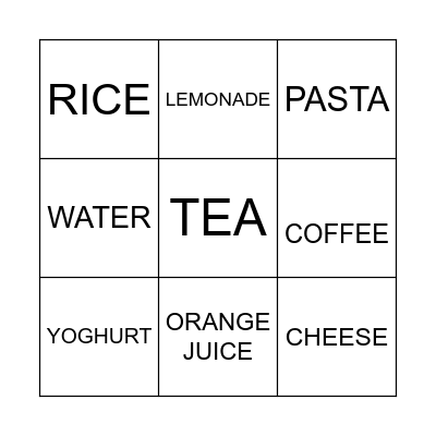 FOOD AND DRINKS Bingo Card