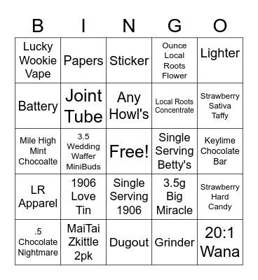 Bongo 10/21 Bingo Card