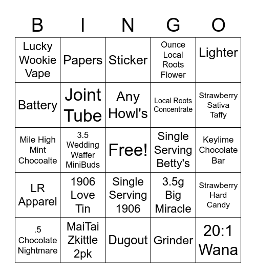 Bongo 10/21 Bingo Card