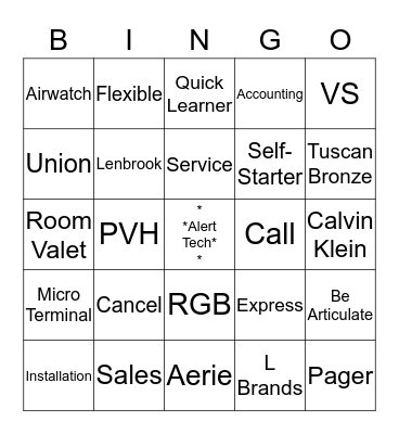 Alert Tech Bingo Card