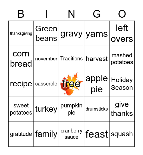 Friendsgiving Bingo Card