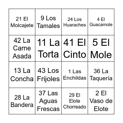 Loteria Bingo Card