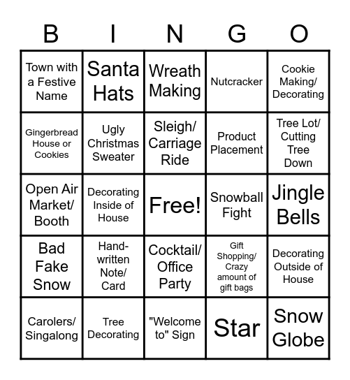 Hallmark Christmas Movie Bingo Card