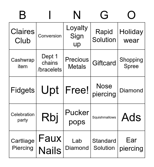 3406 Bingo Stars Bingo Card