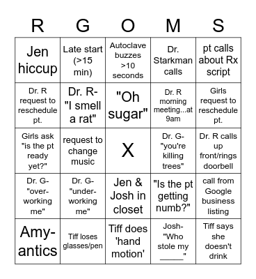 Reilly Gelder OMS Bingo Card