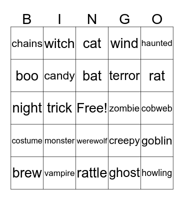 Halloween Bingo Card