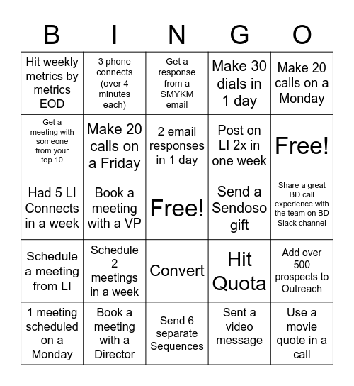 BD Bingo Card