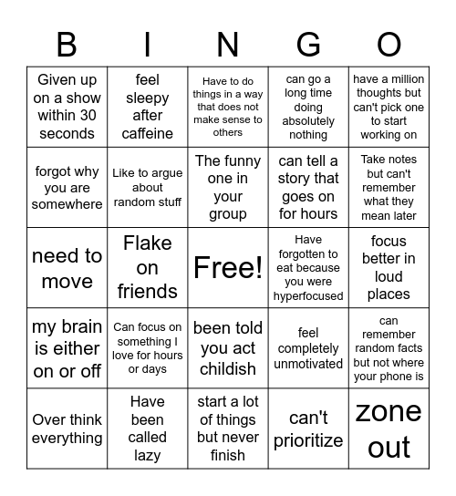 I am awesome Bingo Card