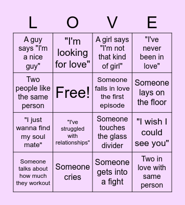 LOVE IS BLIND! Bingo Card