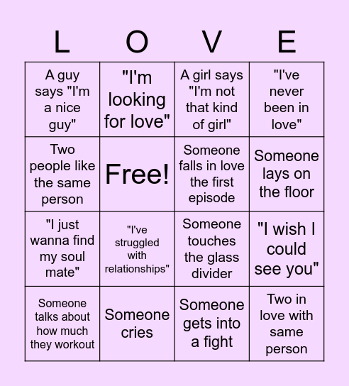 LOVE IS BLIND! Bingo Card