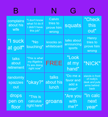 Mr. Maloney Bingo Card