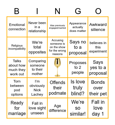 Is love truly blind?! Bingo Card