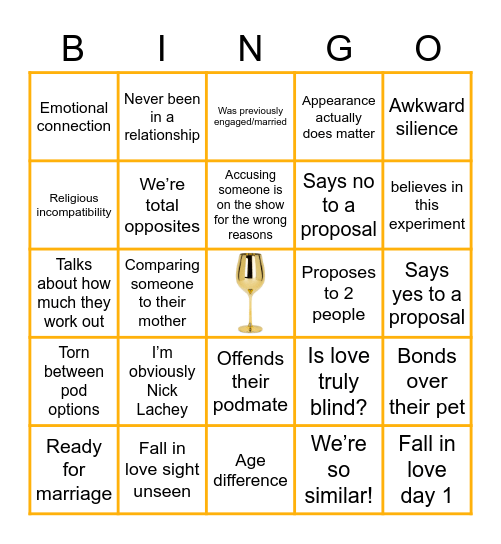 Is love truly blind?! Bingo Card