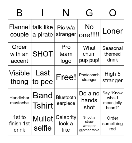 Day Drinking BINGO Card