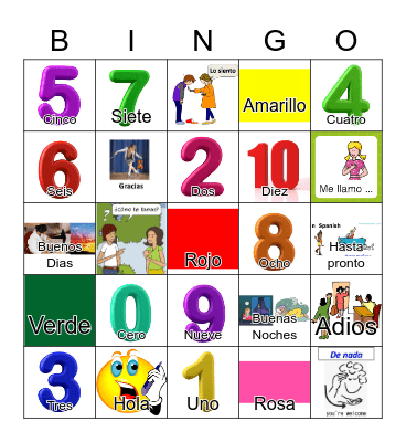 SALUDOS/ Numeros/Colores Bingo Card