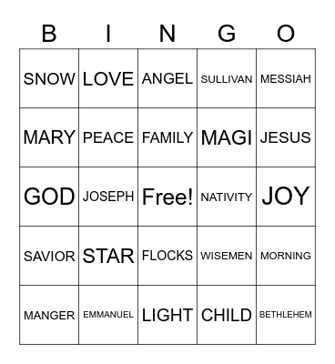 MERRY CHRISTMAS Bingo Card