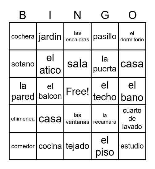 La Casa Bingo Card