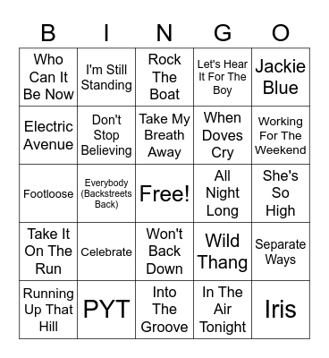Music Bingo Card
