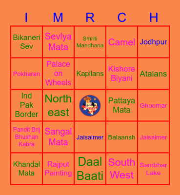 IMRC-2022  Maheshwari  Bingo Card