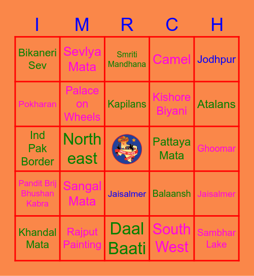 IMRC-2022  Maheshwari  Bingo Card