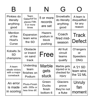 ML 22 Bingo Card