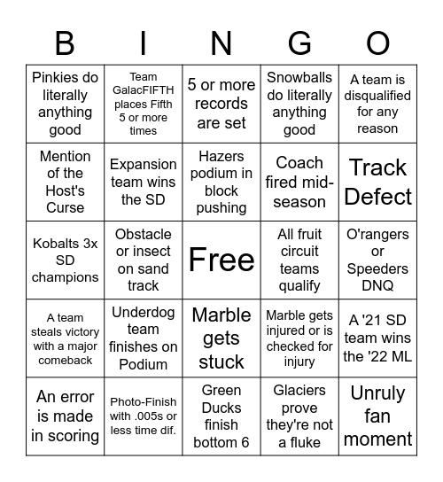 ML 22 Bingo Card