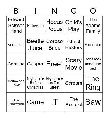 Halloween Bingo Card